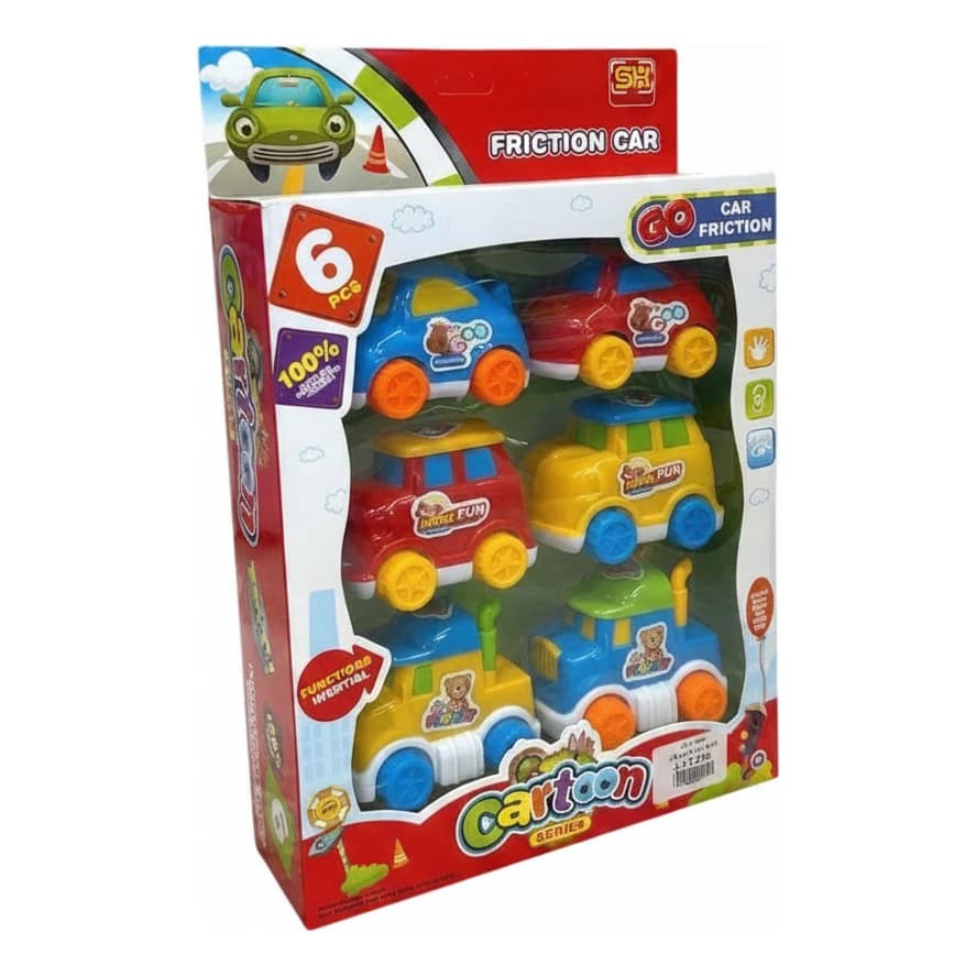 ערכת 6 מכוניות פלסטיק צבעוניות - תמונה 1